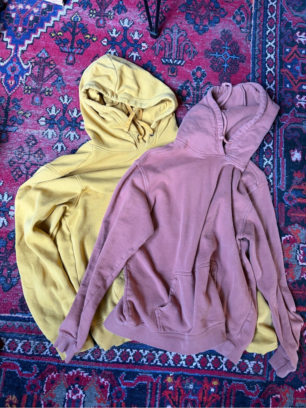 TWO for 1 bundle! Cotton Fall Hoodies Large - yellow and orange